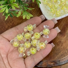 BALINHA ACRÍLICA ENTREMEIO PARA PULSEIRAS AMARELA - CLR87 - 10 UNIDADES