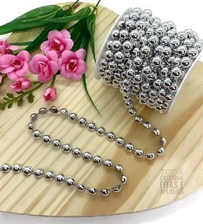 CORRENTE ALJOFRE MEIA BOLA 10 MM PRATA - 1 METRO