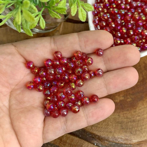 BOLA TRANSLÚCIDA PARA PULSEIRAS 6 MM - 20 G VERMELHA