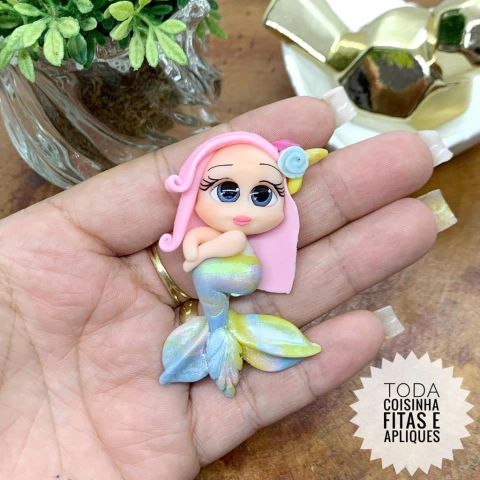 APLIQUE BISCUIT PRINCESA SEREIA UNICÓRNIO TYE DYE - UNIDADE