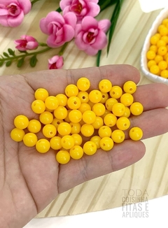 BOLA PLÁSTICA LEITOSA PARA PULSEIRAS 8 MM - AMARELO04 - 20 GRAMAS