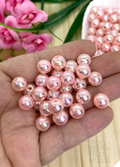 BOLA IRISADA PARA PULSEIRAS ROSA BEBÊ - IRI103 - 10 MM - 20 GRAMAS
