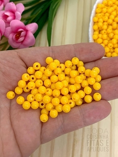 BOLA PLÁSTICA LEITOSA PARA PULSEIRAS 6 MM - 20 G - AMARELO