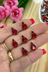 CHATON PRATA ENGRAMPADO GOTA 8x13 MM - 10 UNIDADES - VERMELHO
