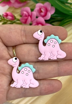 APLIQUE EMBORRACHADO DINOSSAURO ROSA - EMB146 - 2 UNIDADES