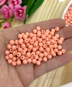 BOLA PLÁSTICA LEITOSA PARA PULSEIRAS 6 MM - BEGE - 20 GRAMAS