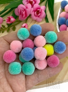 POMPOM 15 MM CORES CANDY - 50 UNIDADES