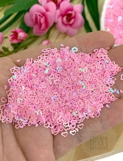 APLIQUE CONFETE MINI CORAÇÃO FIMO ROSA - 20 GRAMAS - FIMO03