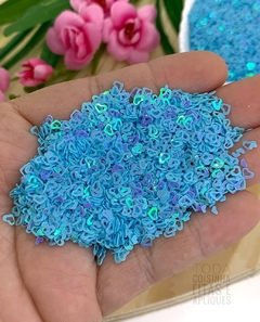 APLIQUE CONFETE MINI CORAÇÃO FIMO AZUL - 20 GRAMAS - FIMO04