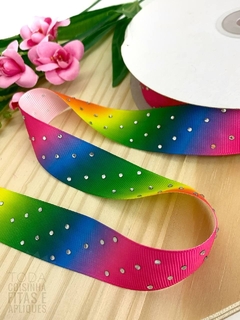 FITA IMPORTADA GORGORÃO COM STRASS 38MM - FITA65 - 2 METROS
