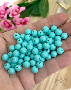 BOLA PLÁSTICA LEITOSA PARA PULSEIRAS 8 MM - VERDE04 - 20 GRAMAS
