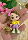 APLIQUE BISCUIT MENINA COM CACHORRINHO - BSC08 - UNIDADE