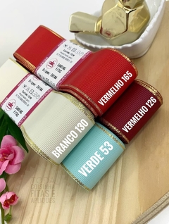 FITA GORGORÃO 38MM SANDING COM BRILHO NA BORDA - FITA61 - 5 METROS - Toda Coisinha Fitas e Apliques