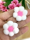 APLIQUE FLOR POM POM - BRANCO - PPM10 - DUAS UNIDADES