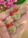 APLIQUE MINNIE PAETÊ P - DOURADA C/ VERMELHO - 2 UNIDADES