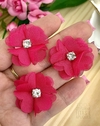 APLIQUE TECIDO FLOR ROSA PINK - TCD11 - 2 UNIDADES
