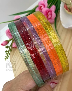 TIARA TRANSPARENTE COM GLITTER - 2 UNIDADES - Toda Coisinha Fitas e Apliques