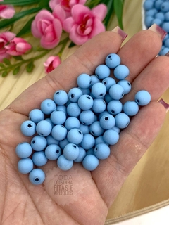 ENTREMEIO PARA PULSEIRAS BOLA EMBORRACHADA 8MM - AZUL - 20 GRAMAS