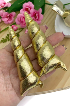 APLIQUE CHIFRE DE UNICÓRNIO DOURADO - UNIDADE