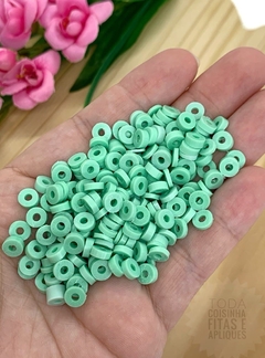 ENTREMEIO PARA PULSEIRAS DISQUINHO PVC 6MM - VERDE ÁGUA - 20 GRAMAS