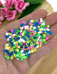 APLIQUE CONFETE ESTRELA COLORIDA - CF01 - 10 GRAMAS