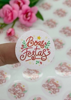 ADESIVO REDONDO - BOAS FESTAS - 3 CM - ADS35 - 24 UNIDADES