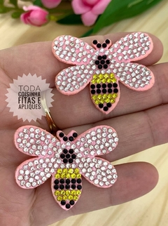 APLIQUE TECIDO ABELHA COM STRASS - UNIDADE - Toda Coisinha Fitas e Apliques