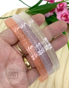 TIARA TRANSPARENTE COM GLITTER - INQUEBRÁVEL - 2 UNIDADES