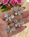 APLIQUE FERRO BORBOLETA COM STRASS - BRANCA - UNIDADE