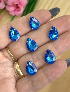 CHATON PRATA ENGRAMPADO GOTA 10 x 14 MM - 10 UNIDADES - loja online