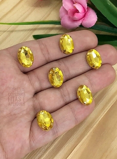 CHATON DOURADO ENGRAPADO OVAL 10 x 14 MM - 10 UNIDADES na internet