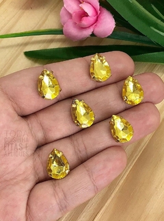 CHATON DOURADO ENGRAPADO GOTA 10 x 14 MM - 10 UNIDADES - loja online