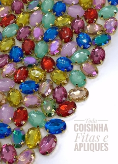 CHATON DOURADO ENGRAPADO OVAL 10 x 14 MM - 10 UNIDADES