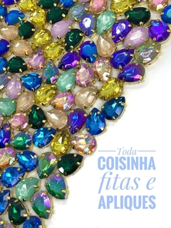 CHATON DOURADO ENGRAPADO GOTA 10 x 14 MM - 10 UNIDADES
