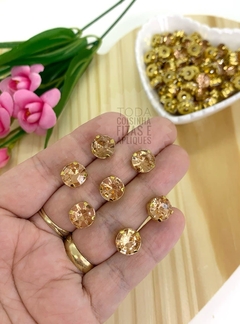CHATON DOURADO ENGRAMPADO REDONDO 10 MM - 10 UNIDADES - comprar online