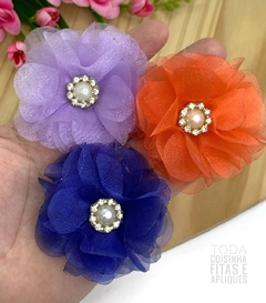 APLIQUE TECIDO FLOR ORGANZA - TCD03 - UNIDADE
