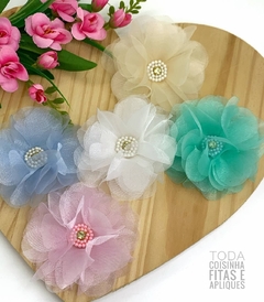 APLIQUE TECIDO FLOR ORGANZA - TCD04 - UNIDADE