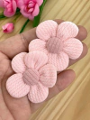 APLIQUE TECIDO FLOR VELUDO ROSA BEBÊ - TCD16 - 2 UNIDADES