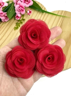 APLIQUE TECIDO FLOR ORGANZA - TCD23 - UNIDADE