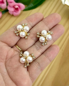 APLIQUE METAL PÉROLAS COM STRASS - APL16 - UNIDADE