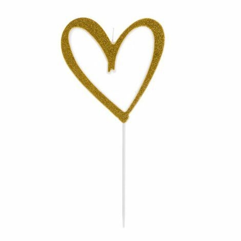 Vela Glitter Coração Dourado