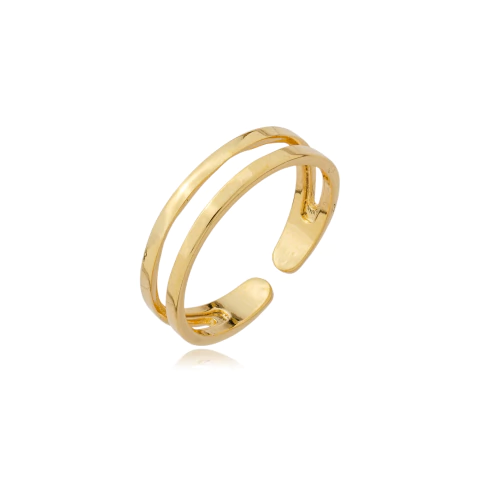 Anel Duplo Liso (Regulável) | Banhado a Ouro - comprar online