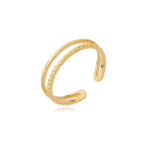Anel Duplo Torcido (Regulável) | Banhado a Ouro - comprar online