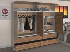 MOD. 5011 + 5010 - PLACARD CON BAULERA - 1.80 X 2.20 M - ROPERO VESTIDOR MODERNO - Muebles PSH