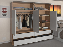 MOD. 5011 + 5010 - PLACARD CON BAULERA - 1.80 X 2.20 M - ROPERO VESTIDOR MODERNO - comprar online