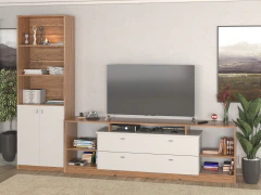 Imagen de 4033 - 2013 - Mesa Tv + Biblioteca Con Puertas Rack Living Modular