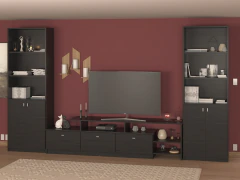 4030 - 2013 - 2013 - Combo Mesa Rack Tv + 2 Bibliotecas Living Modular Moderno