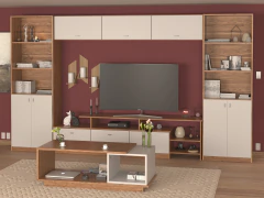 4030 - 2013 - 2013 - 4036 - 4024 - Combo Mesa Tv + Mesa Ratona + Repisa + Biblioteca Modular