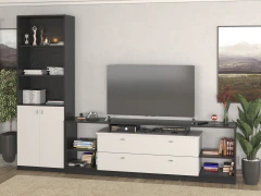 4033 - 2013 - Mesa Tv + Biblioteca Con Puertas Rack Living Modular