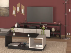 Imagen de 4030 - 4036 - Combo Mesa Tv 1.80 Con Mesa Ratona Rack Tv Melamina Modular